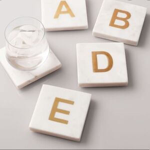 “P” West Elm Set of 4 Marble‎ Coasters monogram